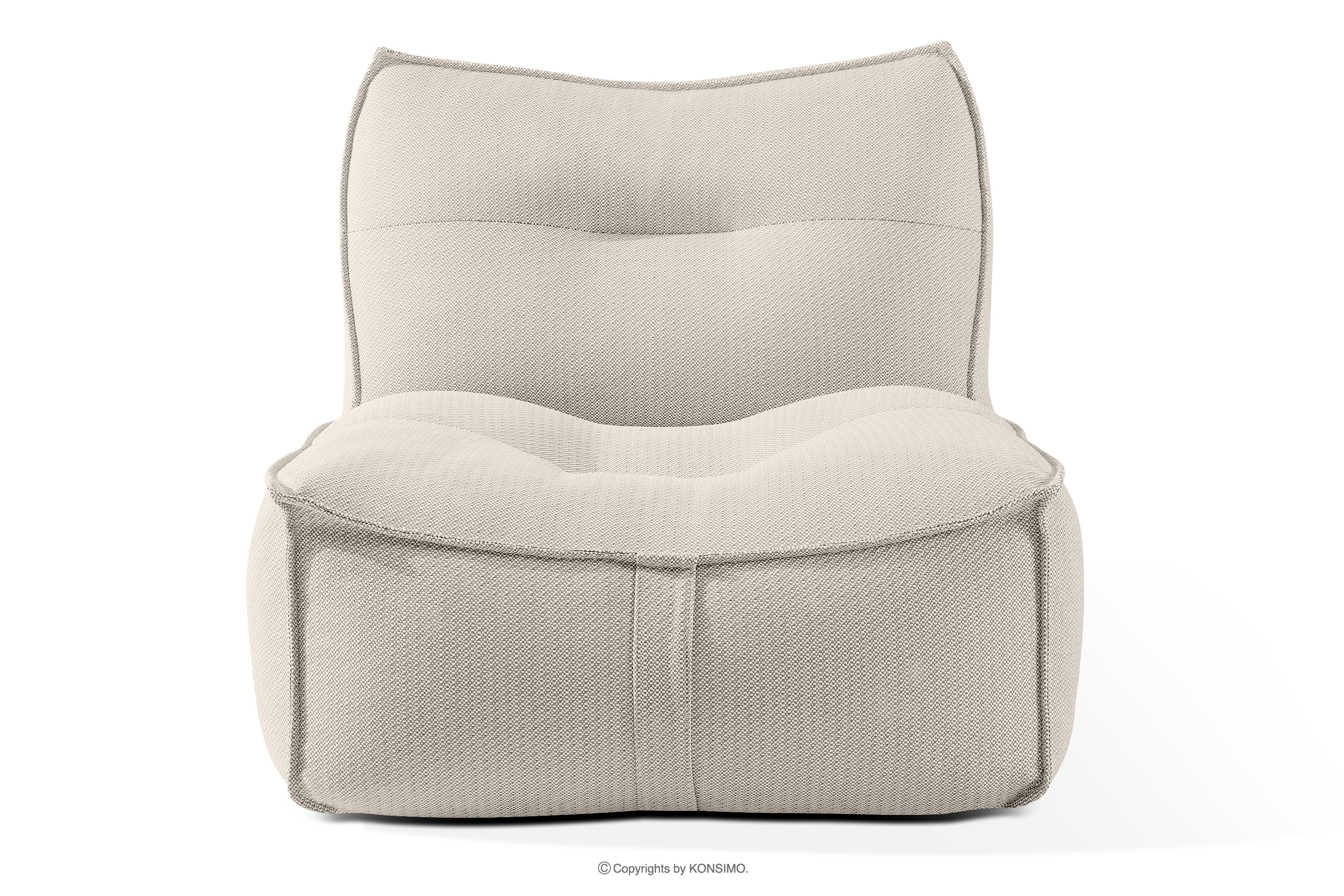 Weicher Sessel für den Garten aus gewebtem Outdoor-Stoff, dunkelbeige/weiß
