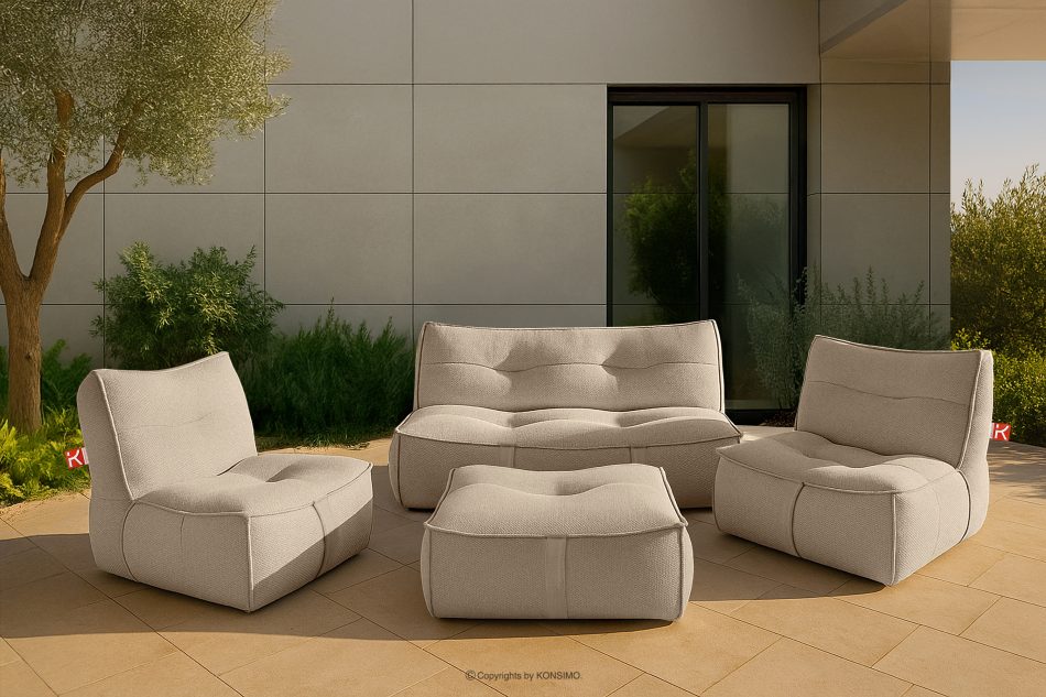 LOVIA Weicher Sessel für den Garten aus gewebtem Outdoor-Stoff, dunkelbeige/weiß dunkelbeige/weiß - Foto 19