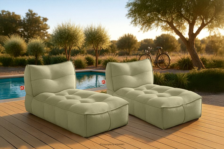 LOVIA Weiche Gartenliege aus Outdoor-Gewebestoff hellgrün/weiß hellgrün/weiß - Foto 19