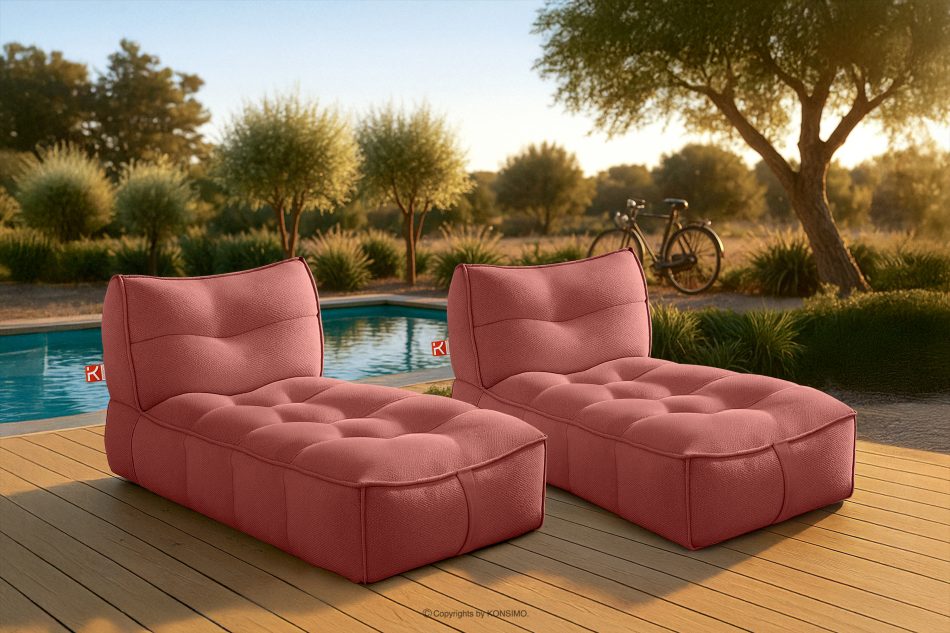 LOVIA Bequeme Gartenliege aus Outdoor-Gewebestoff rot/weiß rot/weiß - Foto 19