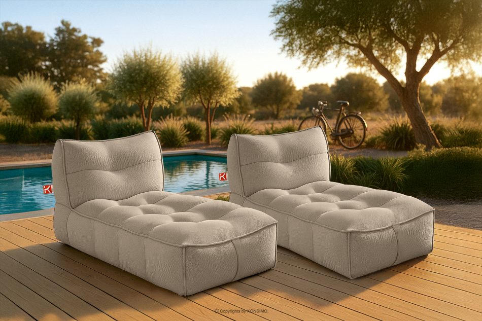 LOVIA Weiche Gartenliege aus Outdoor-Gewebestoff dunkelbeige/weiß dunkelbeige/weiß - Foto 19