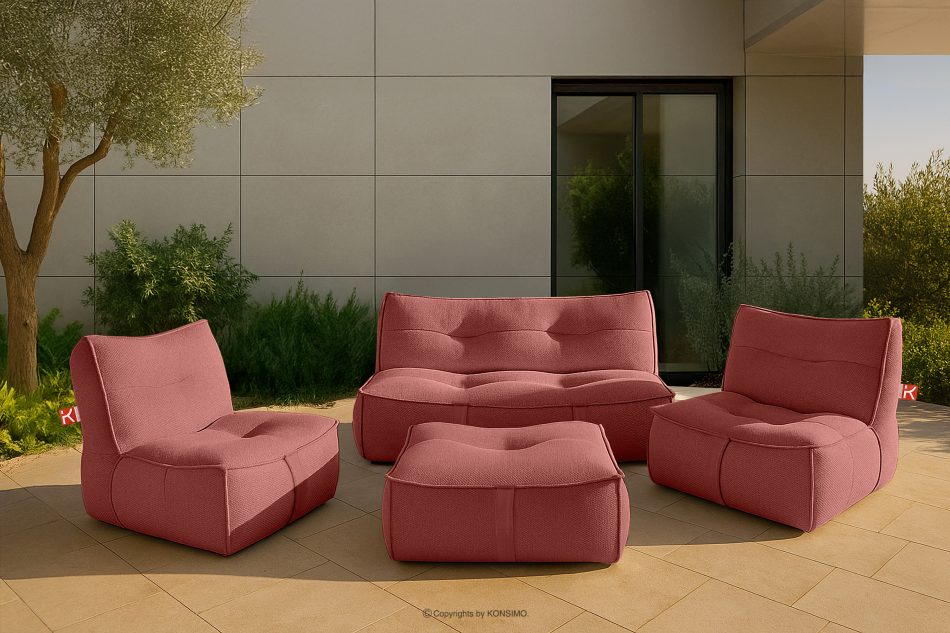 LOVIA Bequemes Gartensofa aus gewebtem Outdoor-Stoff rot/weiß rot/weiß - Foto 19