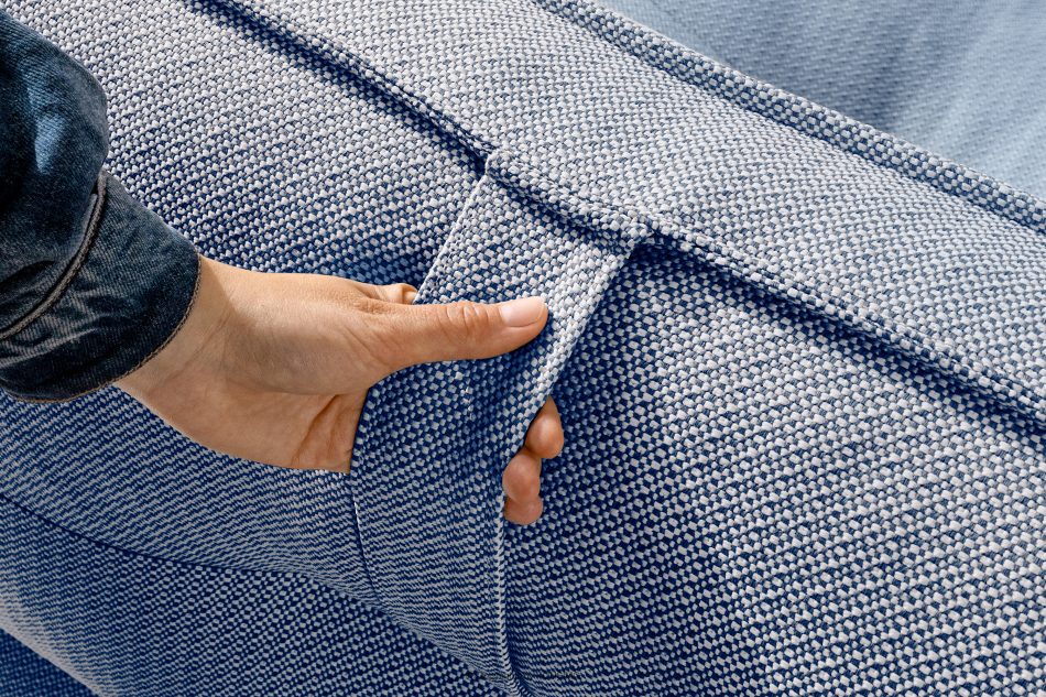 LOVIA Bequemes Gartensofa aus gewebtem Outdoor-Stoff dunkelblau/weiß marineblau/weiß - Foto 13