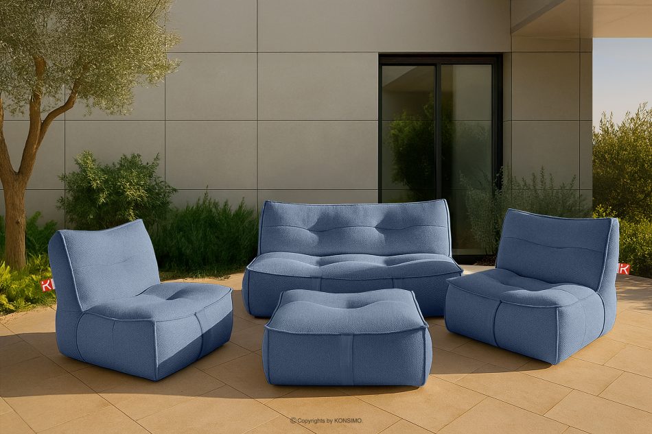 LOVIA Bequemes Gartensofa aus gewebtem Outdoor-Stoff dunkelblau/weiß marineblau/weiß - Foto 19