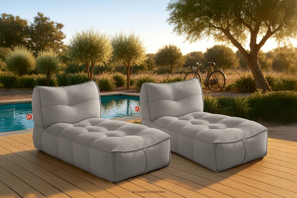 LOVIA Weiche Gartenliege aus gewebtem Outdoor-Stoff, 2-tlg., dunkelgrau/weiß dunkelgrau/weiß - Foto 20