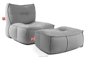 LOVIA, https://konsimo.de/kollektion/lovia/ Bequemer Gartensessel und Sitzhocker aus Gewebestoff für den Außenbereich schwarz/weiß schwarz/weiß - Foto