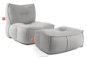 LOVIA, https://konsimo.de/kollektion/lovia/ Weicher Gartensessel und Sitzhocker aus Outdoor-Gewebestoff dunkelgrau/weiß dunkelgrau/weiß - Foto