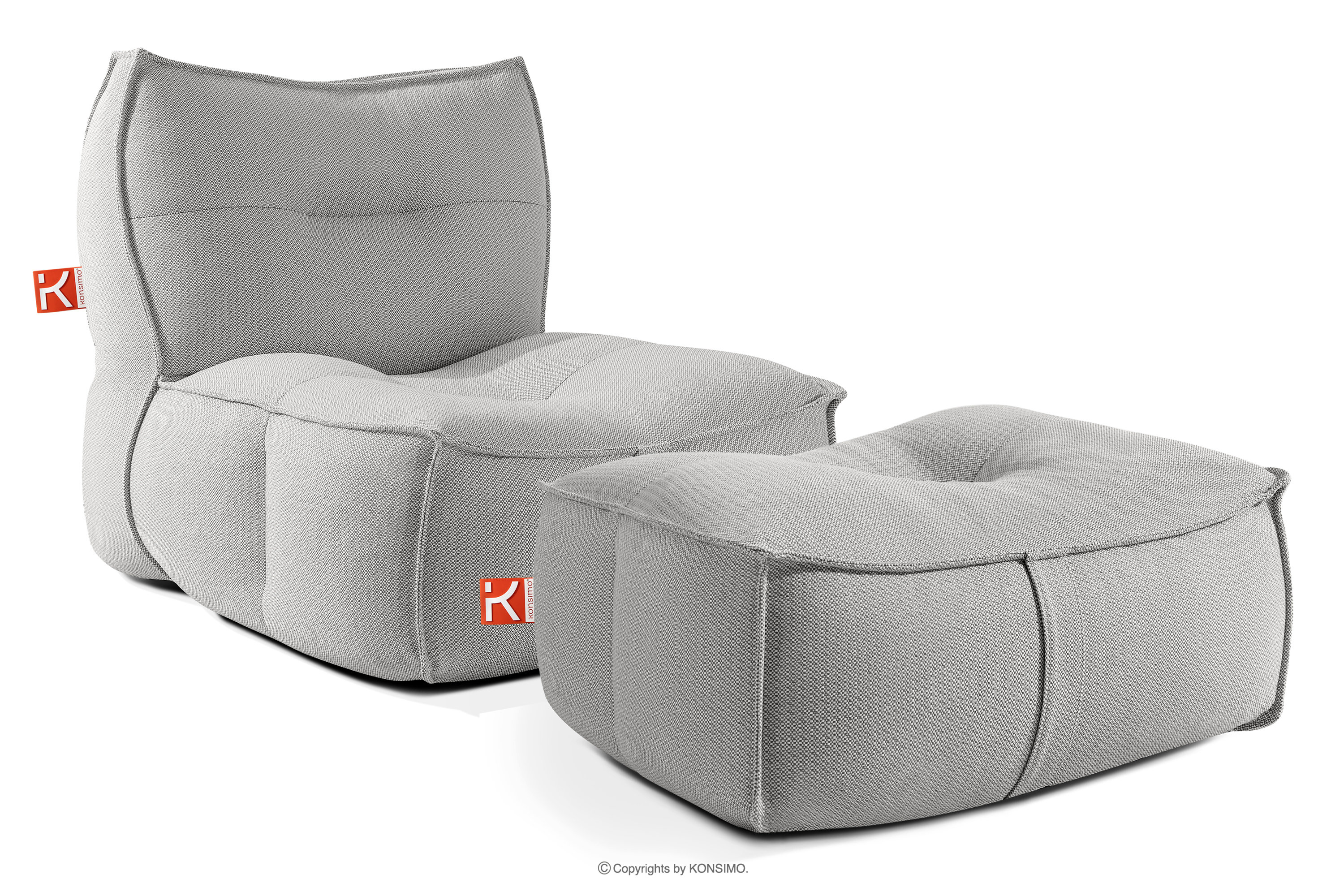 Weicher Gartensessel und Sitzhocker aus Outdoor-Gewebestoff dunkelgrau/weiß LOVIA