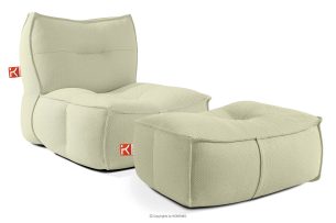 LOVIA, https://konsimo.de/kollektion/lovia/ Weicher Gartensessel und Sitzhocker aus Outdoor-Gewebestoff hellgrün/weiß hellgrün/weiß - Foto