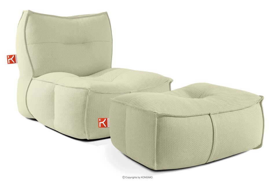 LOVIA Weicher Gartensessel und Sitzhocker aus Outdoor-Gewebestoff hellgrün/weiß hellgrün/weiß - Foto 0