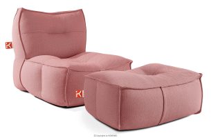 LOVIA, https://konsimo.de/kollektion/lovia/ Bequemer Gartensessel und Sitzhocker aus Gewebestoff für den Außenbereich rot/weiß rot/weiß - Foto