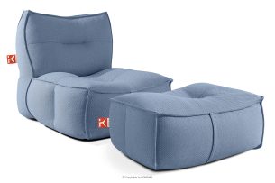 LOVIA, https://konsimo.de/kollektion/lovia/ Bequemer Gartensessel und Sitzhocker aus Gewebestoff für den Außenbereich marineblau/weiß marineblau/weiß - Foto