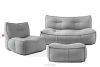 LOVIA Gartenmöbel-Set Sofa, Sessel, Sitzhocker aus Outdoor-Gewebestoff schwarz/weiß schwarz/weiß - Foto 1