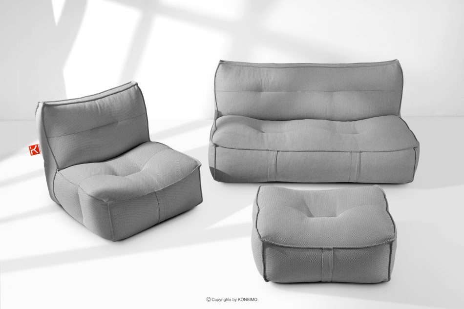 LOVIA Gartenmöbel-Set Sofa, Sessel, Sitzhocker aus Outdoor-Gewebestoff schwarz/weiß schwarz/weiß - Foto 1