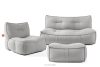 LOVIA Gartenmöbel-Set Sessel, Sofa und Sitzhocker aus Outdoor-Gewebestoff dunkelgrau/weiß dunkelgrau/weiß - Foto 1