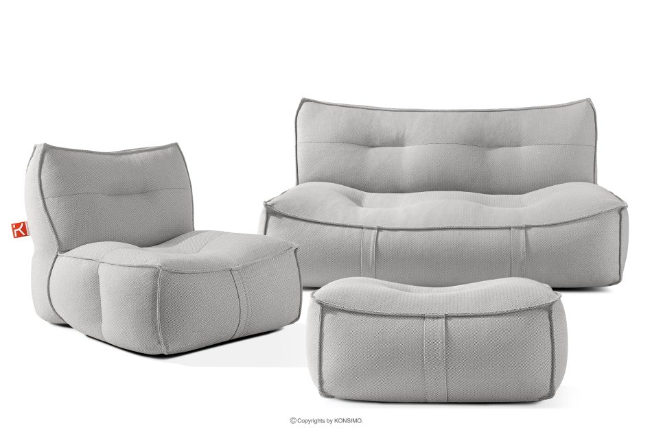 LOVIA Gartenmöbel-Set Sessel, Sofa und Sitzhocker aus Outdoor-Gewebestoff dunkelgrau/weiß dunkelgrau/weiß - Foto 0