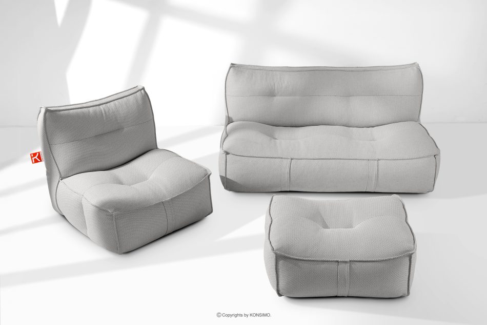 LOVIA Gartenmöbel-Set Sessel, Sofa und Sitzhocker aus Outdoor-Gewebestoff dunkelgrau/weiß dunkelgrau/weiß - Foto 1