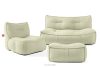 LOVIA Gartenmöbel-Set Sessel, Sofa und Sitzhocker aus Outdoor-Gewebestoff hellgrün/weiß hellgrün/weiß - Foto 1