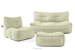 LOVIA, https://konsimo.de/kollektion/lovia/ Gartenmöbel-Set Sessel, Sofa und Sitzhocker aus Outdoor-Gewebestoff hellgrün/weiß hellgrün/weiß - Foto
