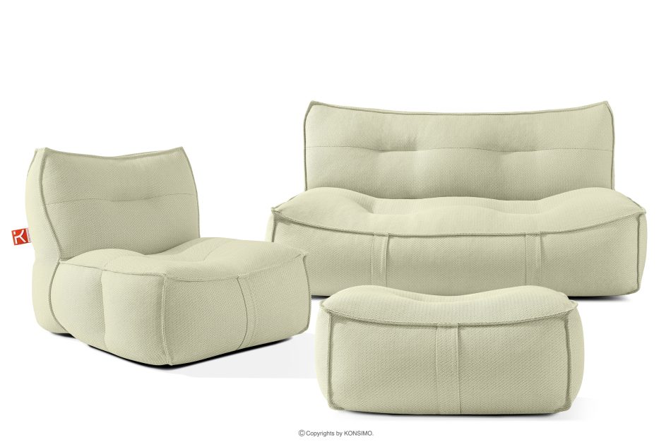 LOVIA Gartenmöbel-Set Sessel, Sofa und Sitzhocker aus Outdoor-Gewebestoff hellgrün/weiß hellgrün/weiß - Foto 0