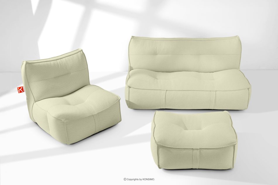 LOVIA Gartenmöbel-Set Sessel, Sofa und Sitzhocker aus Outdoor-Gewebestoff hellgrün/weiß hellgrün/weiß - Foto 1
