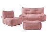 LOVIA Gartenmöbel-Set Sofa, Sessel, Sitzhocker aus Outdoor-Gewebestoff rot/weiß rot/weiß - Foto 1