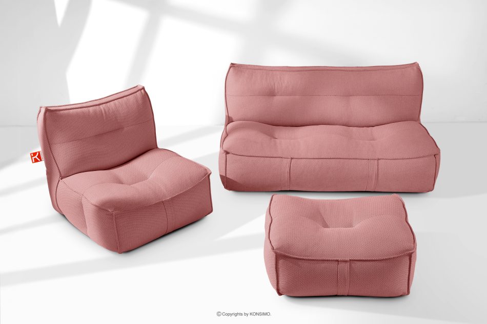 LOVIA Gartenmöbel-Set Sofa, Sessel, Sitzhocker aus Outdoor-Gewebestoff rot/weiß rot/weiß - Foto 1