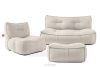 LOVIA Gartenmöbel-Set Sessel, Sofa und Sitzhocker aus Outdoor-Gewebestoff dunkelbeige/weiß dunkelbeige/weiß - Foto 1