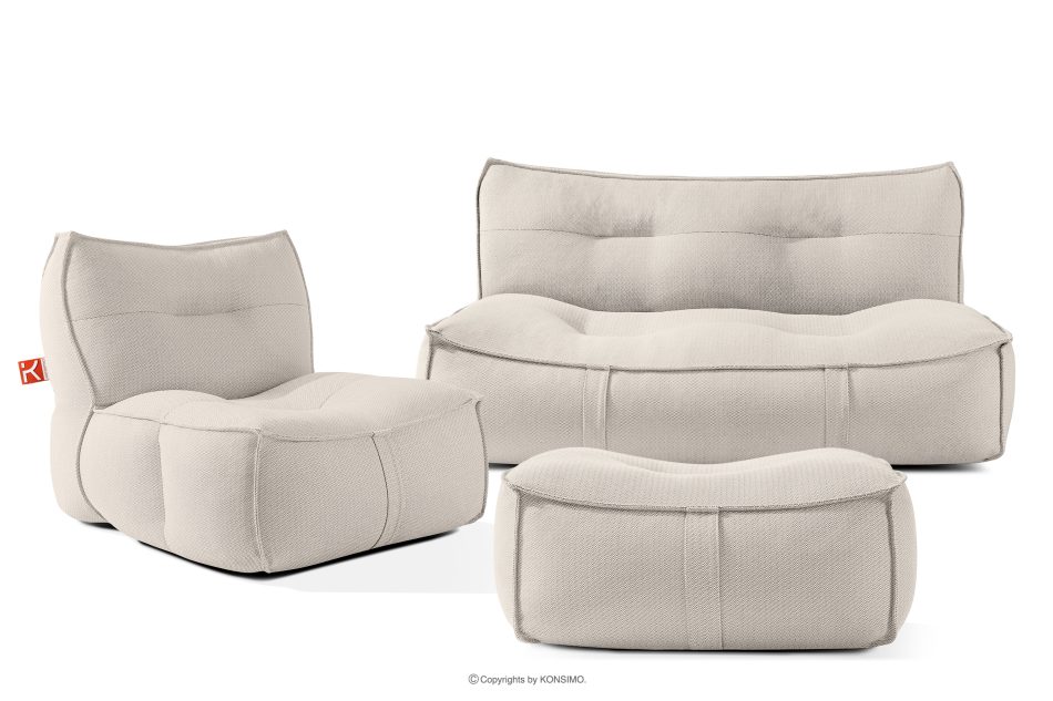 LOVIA Gartenmöbel-Set Sessel, Sofa und Sitzhocker aus Outdoor-Gewebestoff dunkelbeige/weiß dunkelbeige/weiß - Foto 0