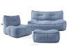 LOVIA Gartenmöbel-Set Sofa, Sessel, Sitzhocker aus Outdoor-Gewebestoff marineblau/weiß marineblau/weiß - Foto 1
