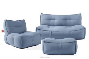 LOVIA, https://konsimo.de/kollektion/lovia/ Gartenmöbel-Set Sofa, Sessel, Sitzhocker aus Outdoor-Gewebestoff marineblau/weiß marineblau/weiß - Foto