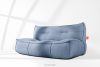 LOVIA Gartenmöbel-Set Sofa, Sessel, Sitzhocker aus Outdoor-Gewebestoff marineblau/weiß marineblau/weiß - Foto 36