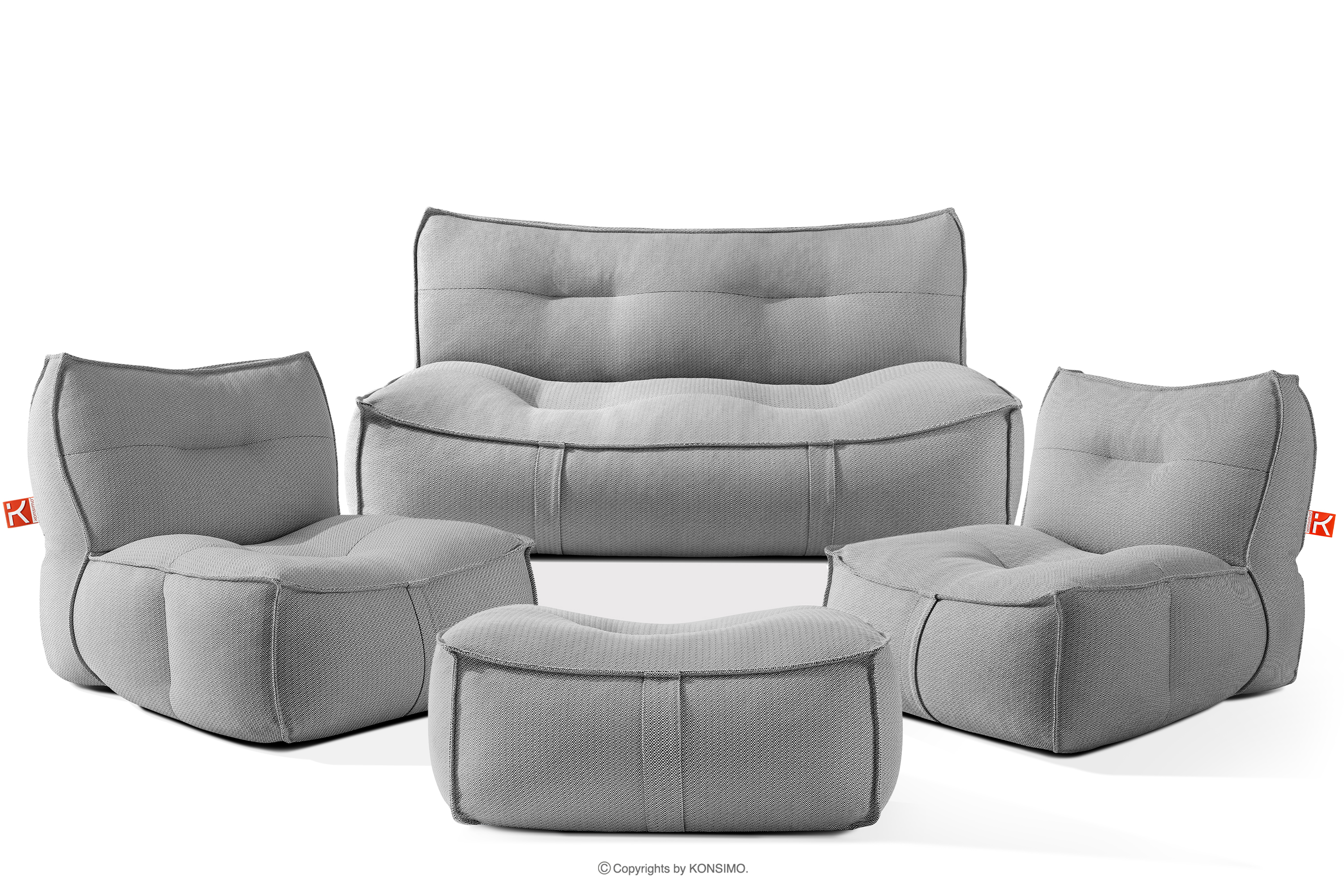 Gartenmöbel-Set aus Outdoor-Gewebestoff schwarz/weiß