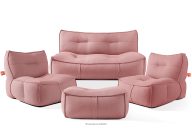 Gartenmöbel-Set aus Outdoor-Gewebestoff rot/weiß