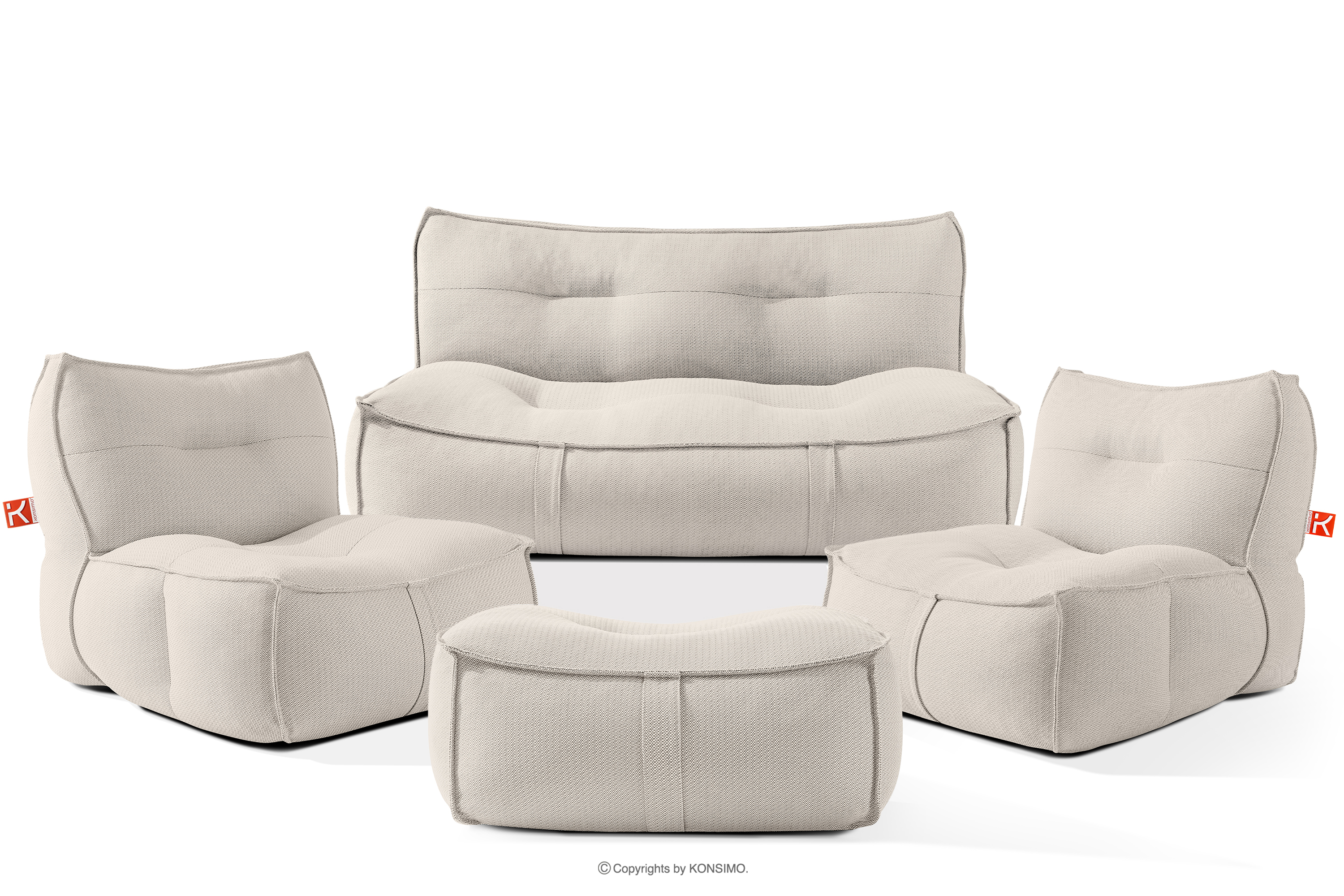 Weiche Gartenmöbel aus Outdoor-Gewebestoff dunkelbeige/weiß