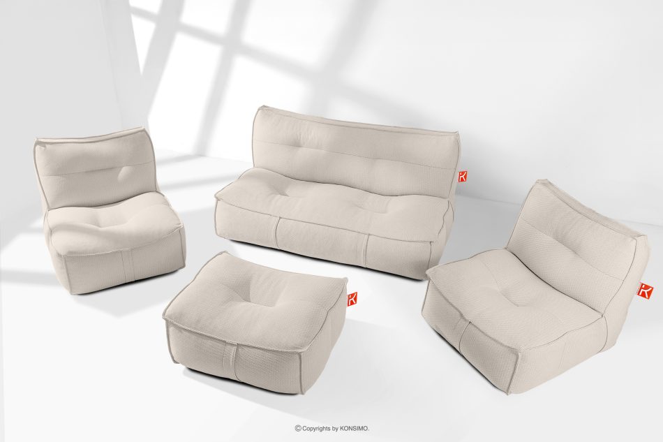 LOVIA Weiche Gartenmöbel aus Outdoor-Gewebestoff dunkelbeige/weiß dunkelbeige/weiß - Foto 1