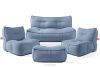 Gartenmöbel-Set aus Outdoor-Gewebestoff marineblau/weiß