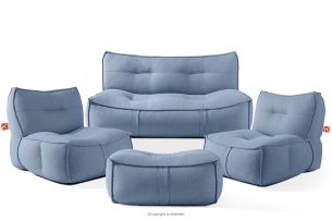 LOVIA, https://konsimo.de/kollektion/lovia/ Gartenmöbel-Set aus Outdoor-Gewebestoff marineblau/weiß marineblau/weiß - Foto
