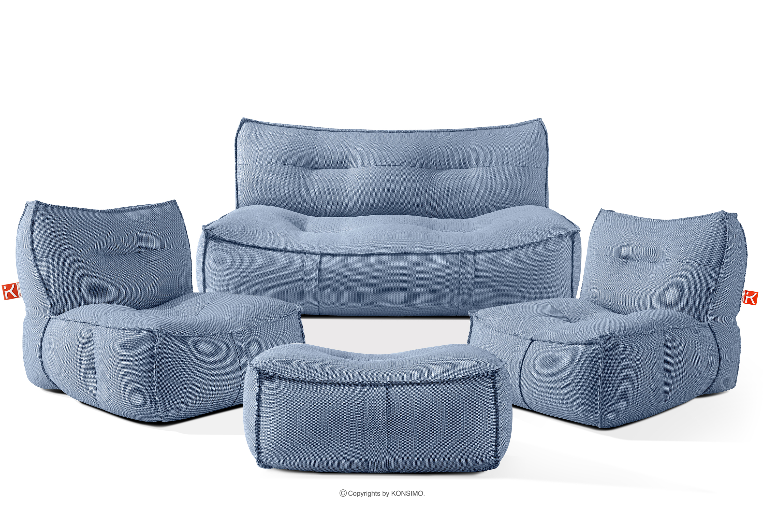 Gartenmöbel-Set aus Outdoor-Gewebestoff marineblau/weiß
