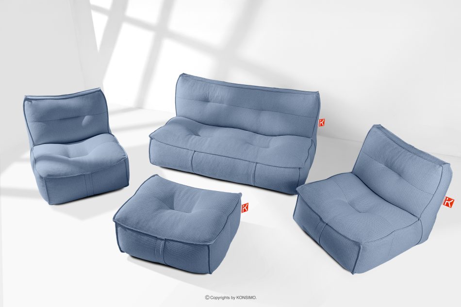 LOVIA Gartenmöbel-Set aus Outdoor-Gewebestoff marineblau/weiß marineblau/weiß - Foto 1