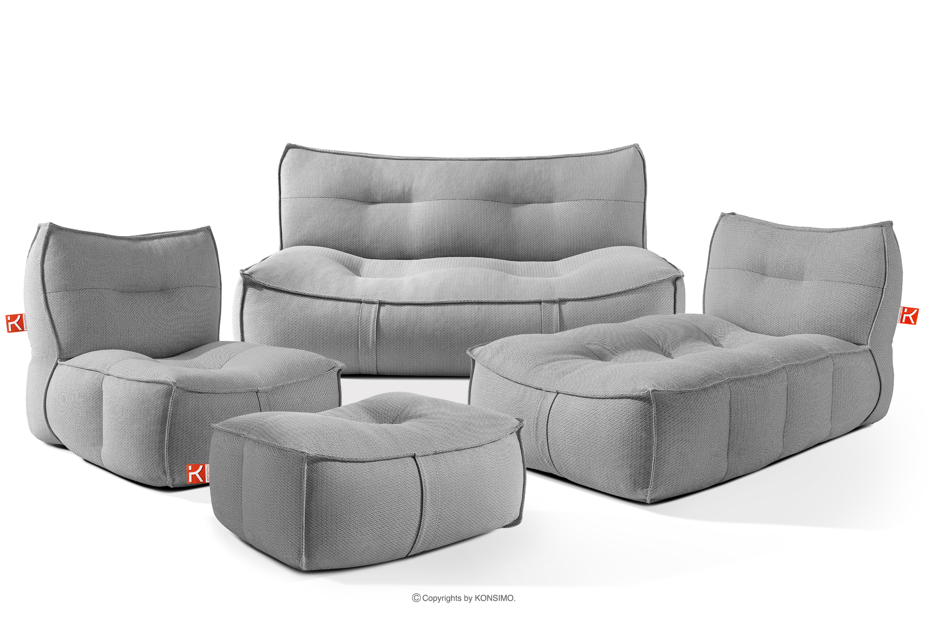 Gartenmöbel Sofa Sessel Chaiselongue Sitzhocker Gewebestoff Outdoor schwarz/weiß