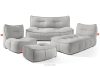 LOVIA Gartenmöbel-Set Sofa Sessel Chaiselongue Sitzhocker Gewebestoff Outdoor dunkelgrau/weiß dunkelgrau/weiß - Foto 1