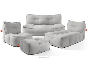LOVIA, https://konsimo.de/kollektion/lovia/ Gartenmöbel-Set Sofa Sessel Chaiselongue Sitzhocker Gewebestoff Outdoor dunkelgrau/weiß dunkelgrau/weiß - Foto