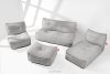 LOVIA Gartenmöbel-Set Sofa Sessel Chaiselongue Sitzhocker Gewebestoff Outdoor dunkelgrau/weiß dunkelgrau/weiß - Foto 2