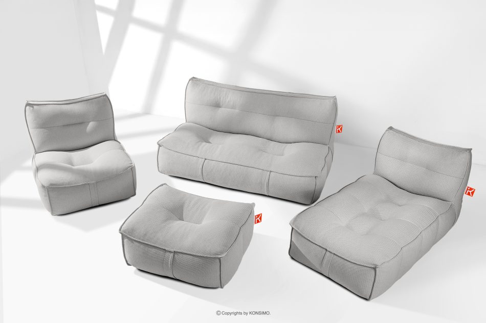 LOVIA Gartenmöbel-Set Sofa Sessel Chaiselongue Sitzhocker Gewebestoff Outdoor dunkelgrau/weiß dunkelgrau/weiß - Foto 1