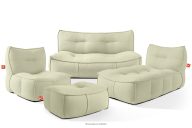 Gartenmöbel-Set Sofa Sessel Chaiselongue Sitzhocker Gewebestoff Outdoor hellgrün/weiß