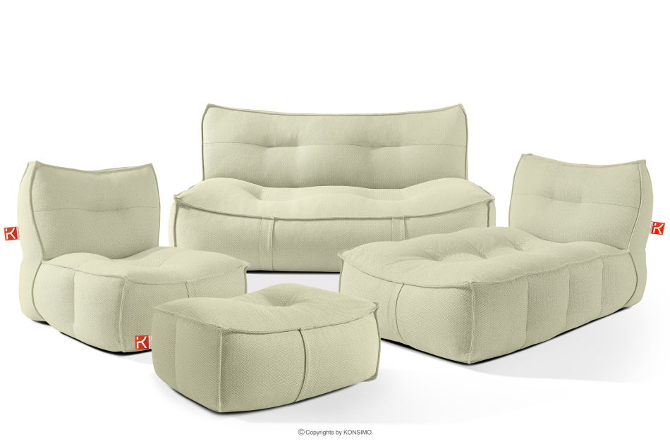 LOVIA Gartenmöbel-Set Sofa Sessel Chaiselongue Sitzhocker Gewebestoff Outdoor hellgrün/weiß hellgrün/weiß - Foto 0