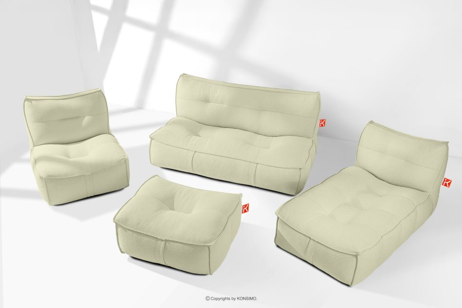 LOVIA Gartenmöbel-Set Sofa Sessel Chaiselongue Sitzhocker Gewebestoff Outdoor hellgrün/weiß hellgrün/weiß - Foto 1