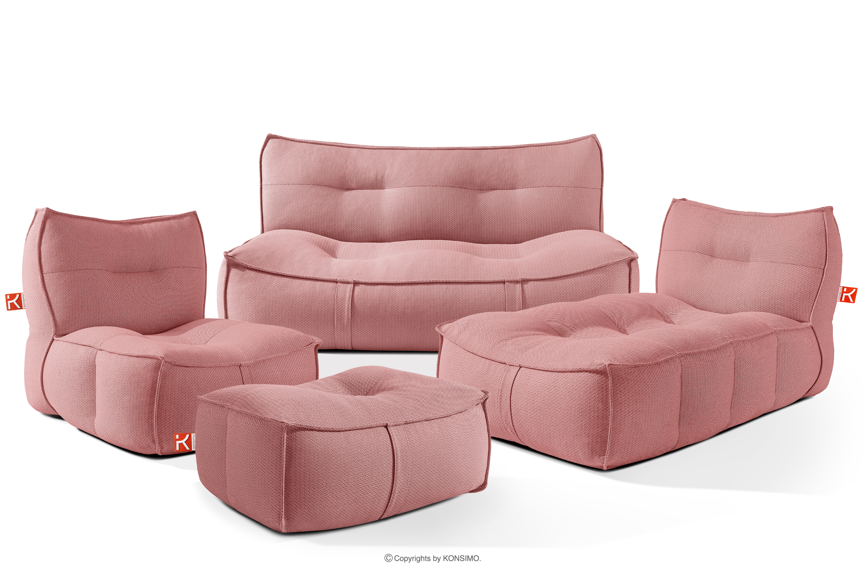 Gartenmöbel Sofa Sessel Chaiselongue Sitzhocker Gewebestoff Outdoor rot/weiß
