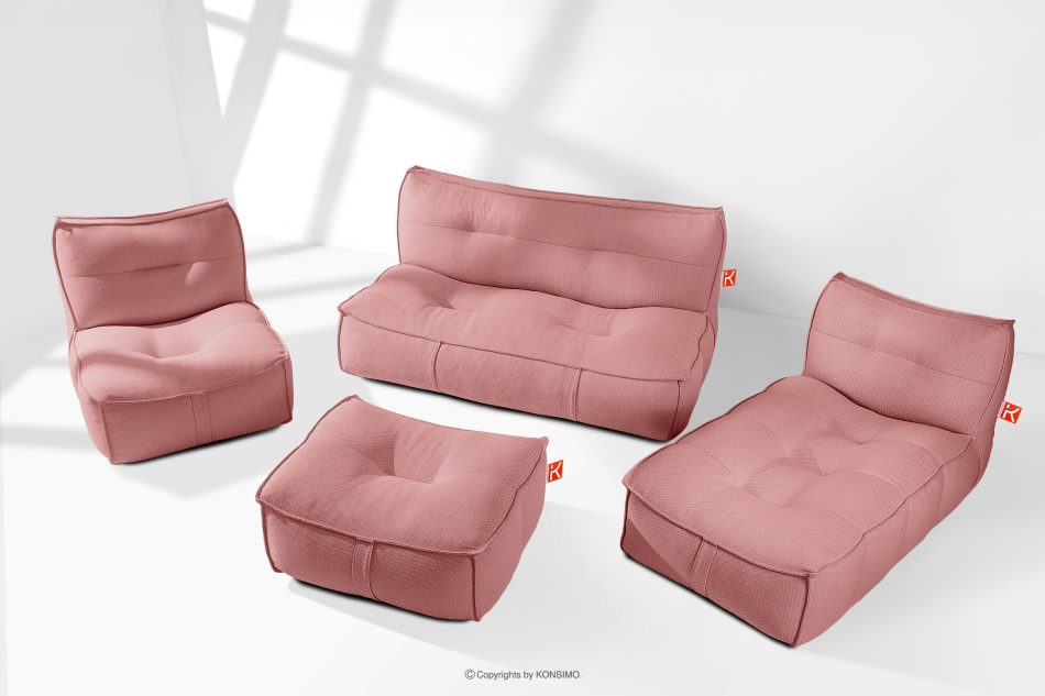 LOVIA Gartenmöbel Sofa Sessel Chaiselongue Sitzhocker Gewebestoff Outdoor rot/weiß rot/weiß - Foto 1
